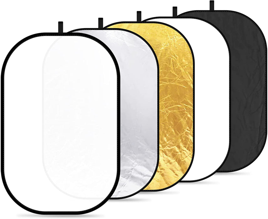 6ft Reflector- Portable 5 in 1 Collapsible Multi Disc with Bag - Translucent, Silver, Gold, Black, White Diffuser | Apex Photo Studios