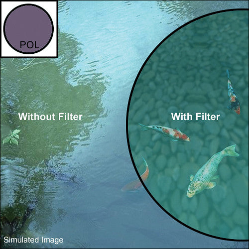 example of how the Heliopan 82mm Circular Polorizing Filter for camera lens works to see through reflections when taking photographs or recording video - rental item | Apex Photo Studios