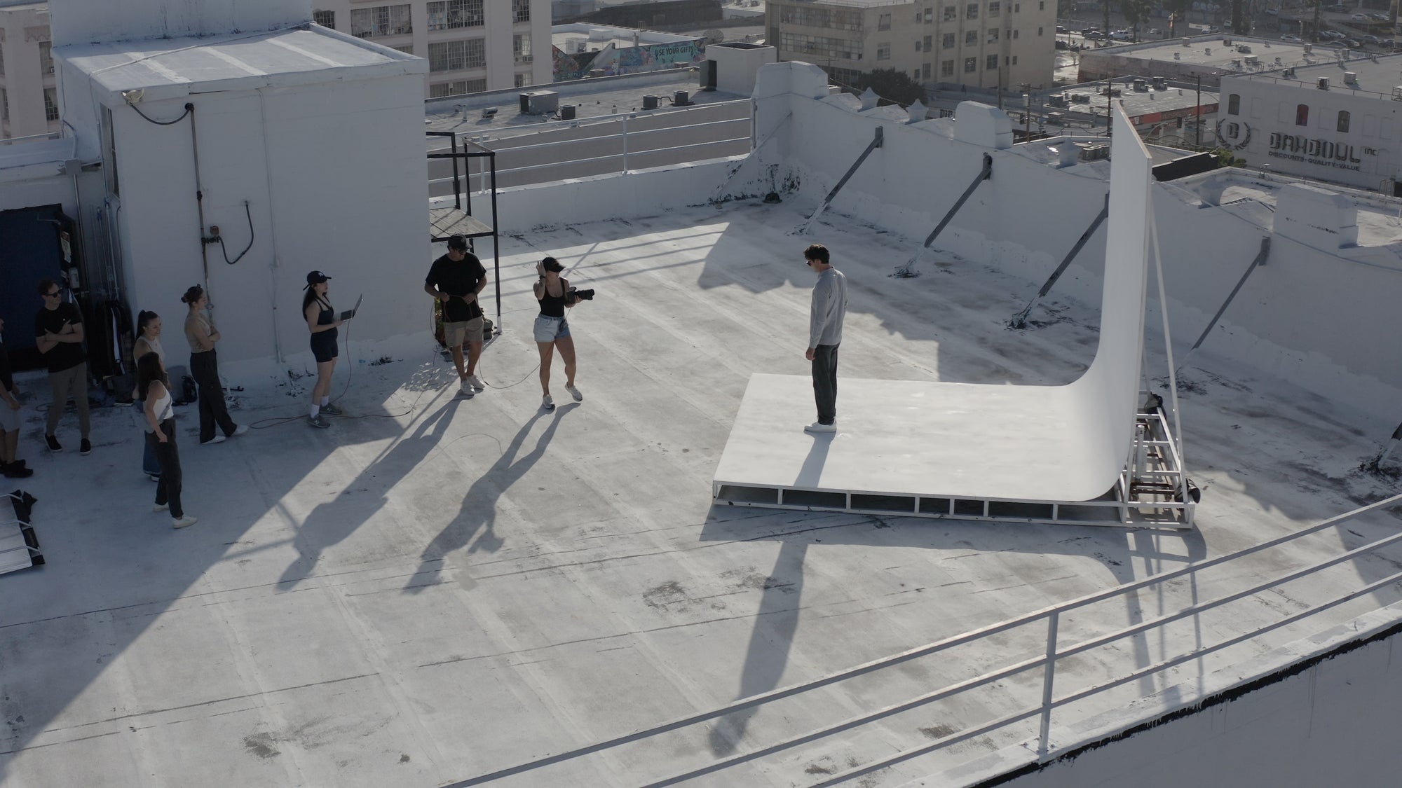 LOS ANGELES ROOFTOP WITH CYC APEX PHOTO STUDIOS ROOFTOP A Downtown Cyc cyclorama bts phooto video productions sunset
