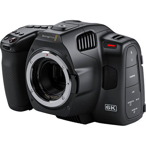 Blackmagic Pocket Cinema Camera 6K Pro (EF Mount) - Front view - Video Camera Rental |Apex Photo Studios
