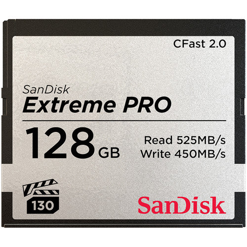 Cfast 2.0 Card 128GB SanDisk Extreme PRO - compact flash memory card with 128 gigabytes of memory for camera - Rental Item | Apex Photo Studios
