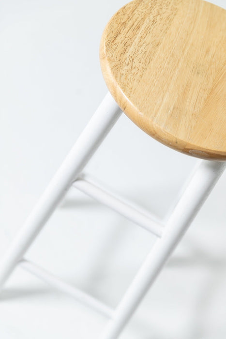 Wooden Stool- Rental Prop - Color Light wood finished with White chair legs | Apex Photo Studios