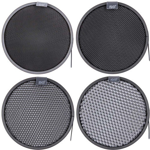 Honeycomb Grid Set 7", 10, 20, 30, 40 Degrees for 7 inch light reflector - rental item | Apex Photo Studios